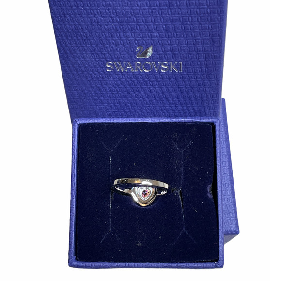 Swarovski One Ring Heart Red Rhodium Plated  7 - Picture 5 of 12